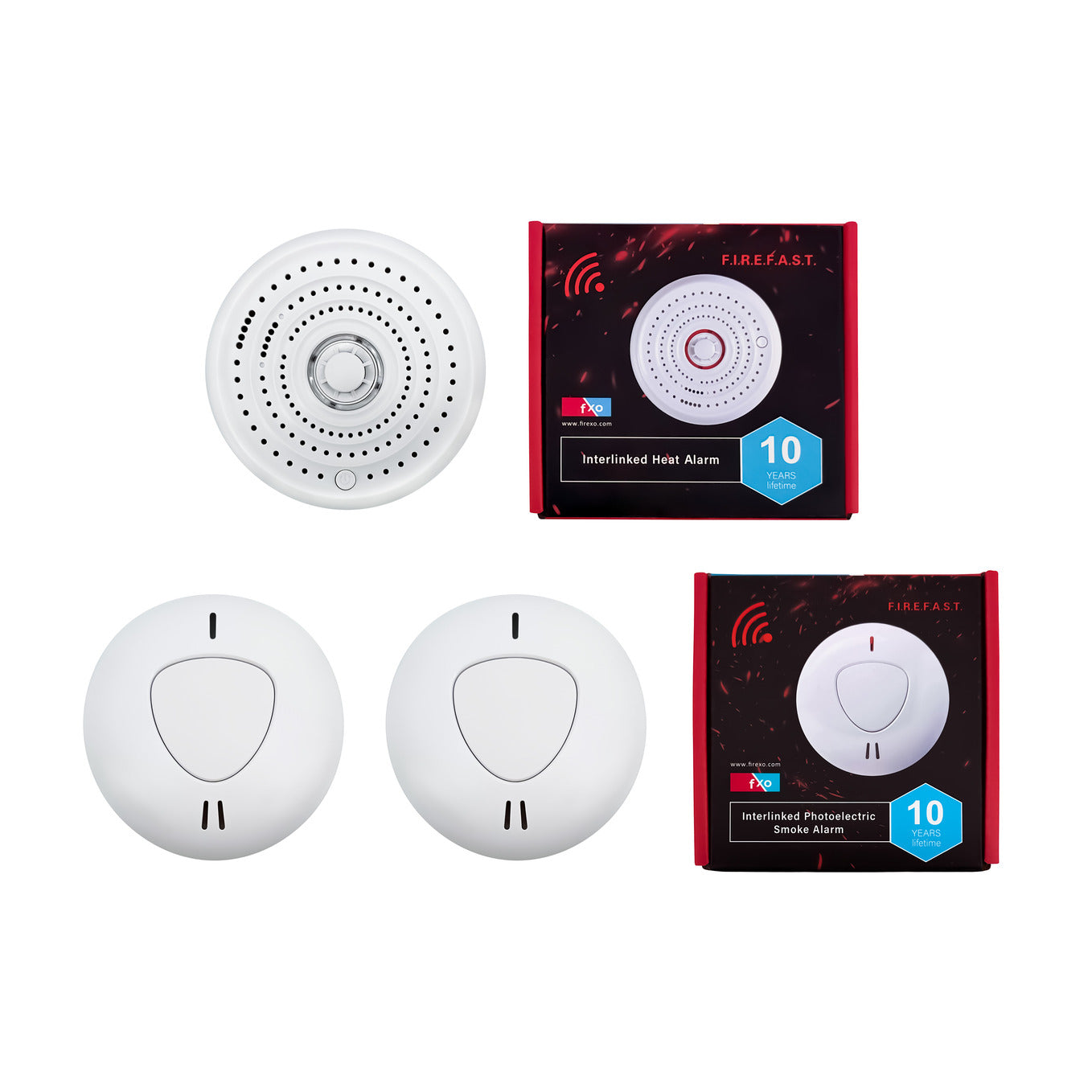 Zestaw Firexo 3 elementy ( 2x Alarm dymu i 1x Alarm ciepła)  z 10-letnią baterią