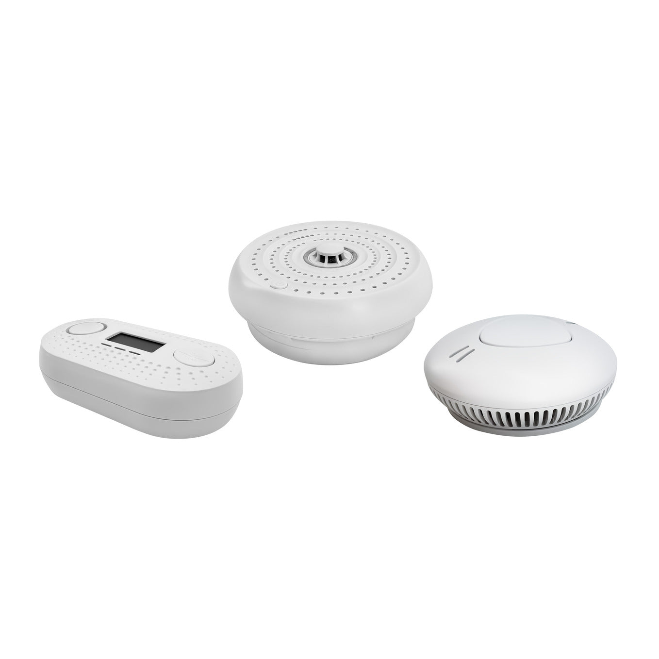 Firexo Interlinked Optical Smoke Alarm, Heat Alarm, and Carbon Monoxide Alarm Multipack all with 10 Year Tamper Proof Battery, White, Contains 1x Smoke Alarm, 1x Heat Alarm, 1x Carbon Monoxide alarm
