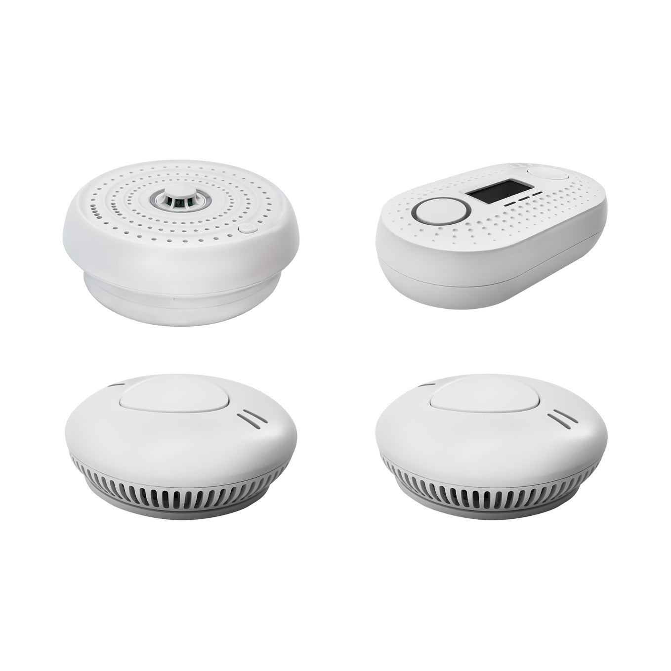 Firexo 4 Unit Interlinked Optical Smoke Alarm, Heat Alarm, and Carbon Monoxide Alarm Multipack with 10 Year Tamper Proof Battery, White. 2x Smoke Alarm, 1x Heat Alarm, 1x Carbon Monoxide alarm