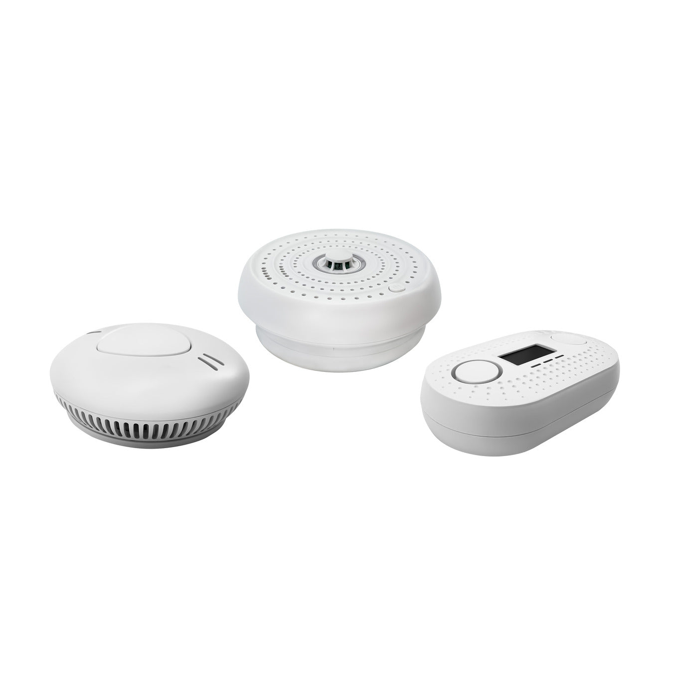 Firexo Interlinked Optical Smoke Alarm, Heat Alarm, and Carbon Monoxide Alarm Multipack all with 10 Year Tamper Proof Battery, White, Contains 1x Smoke Alarm, 1x Heat Alarm, 1x Carbon Monoxide alarm