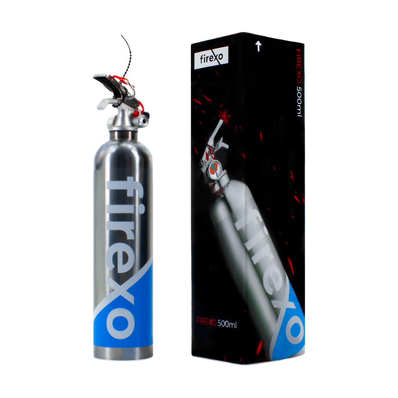 Firexo 500ml Small Fire Extinguisher in Stainless Steel